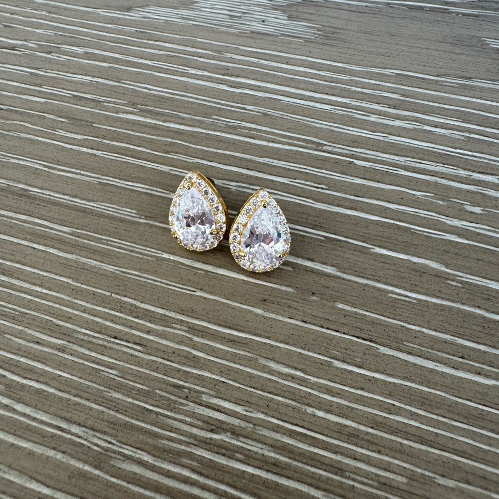 Gold Teardrop Stud Earrings